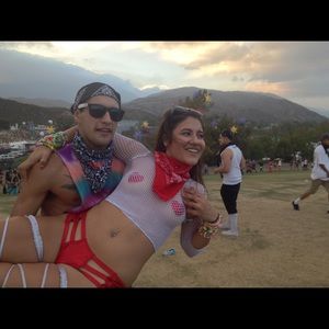 Red Iridescent Cut Out Rave Bottoms